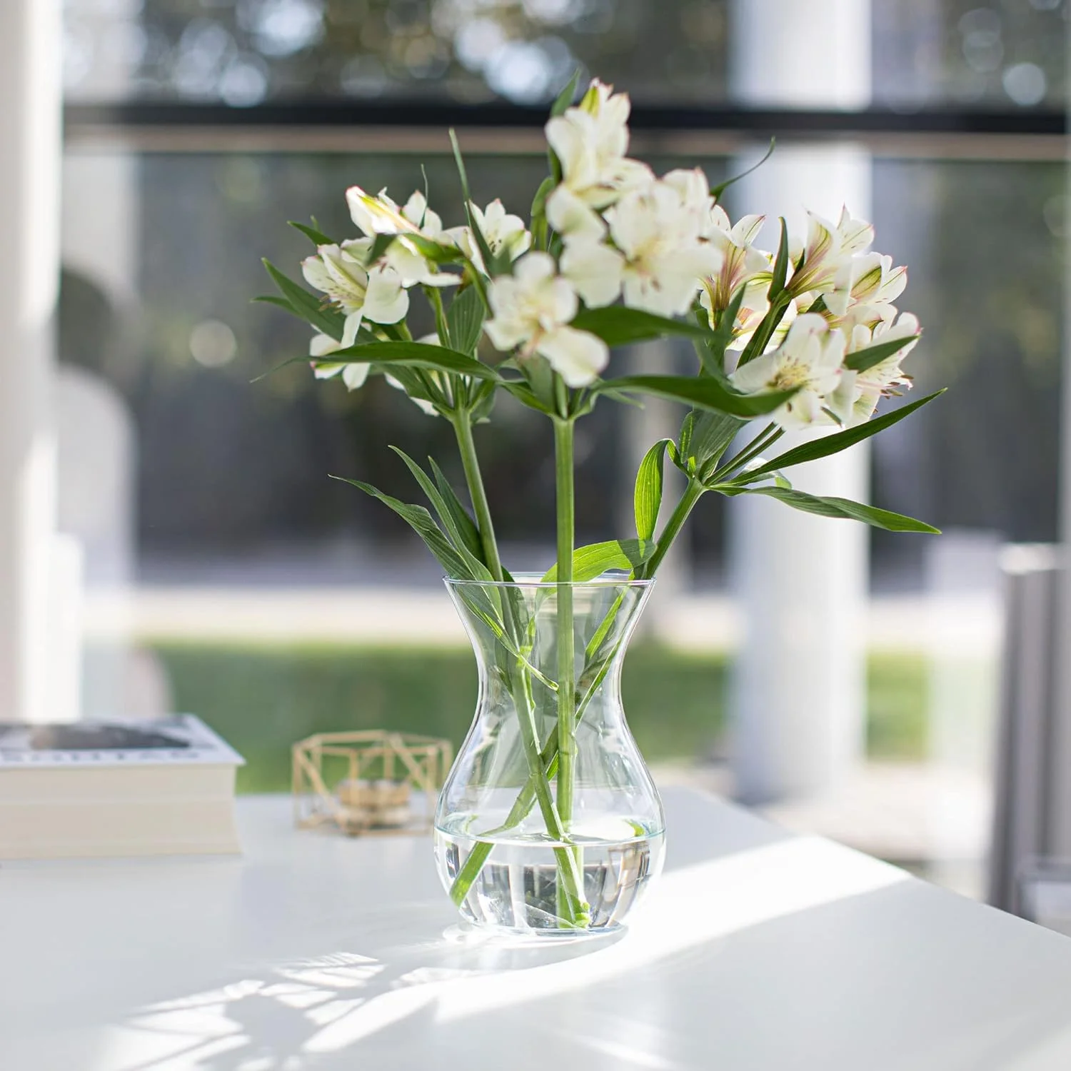 TREND FOR HOME Jarrón de Vidrio Cristal Jarrón de Flores de Cristal Florero de Vidrio Transparente Decoracion Salon Contenedor Decorativo | Altura 18 cm | Poppy | 1229 ml - Imagen 5