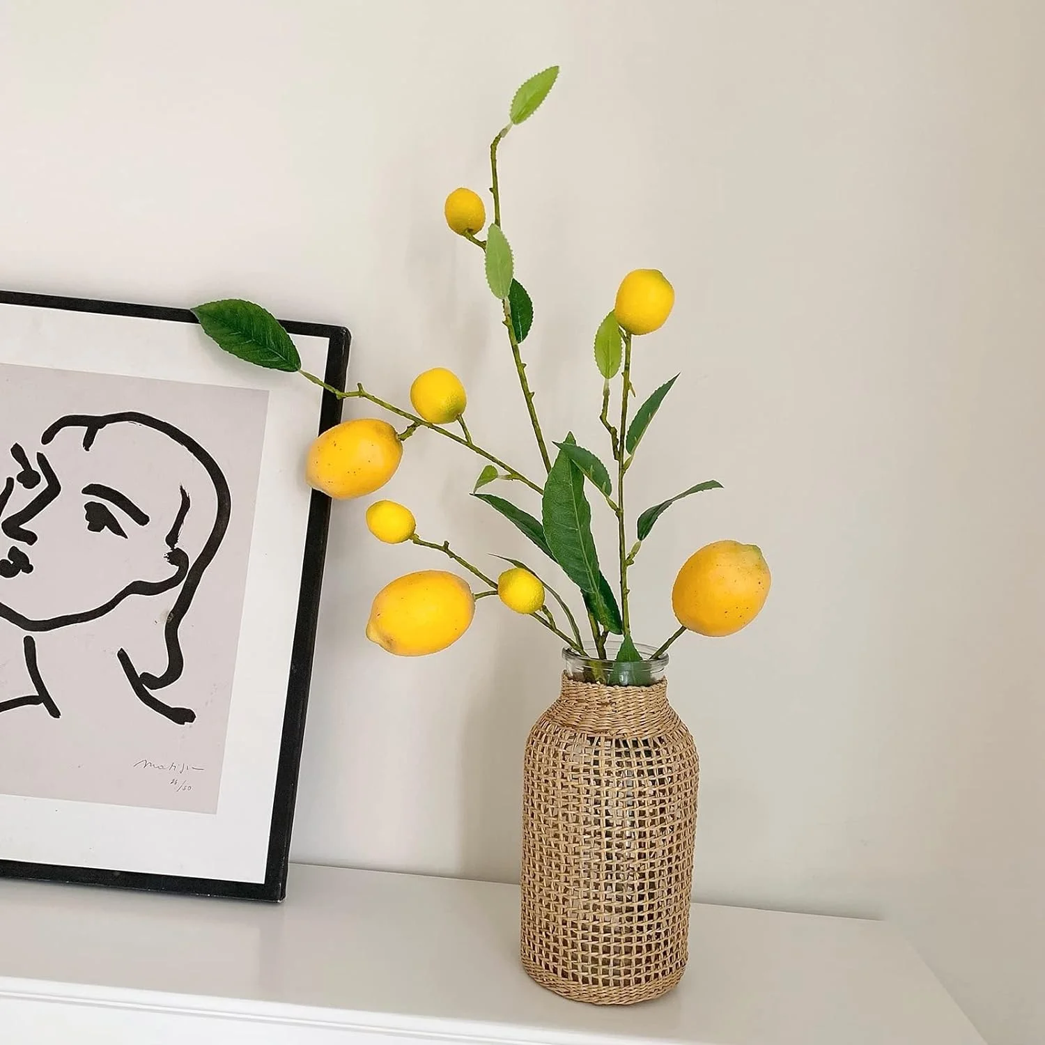 Florero de Paja, Jarrón de Paja de Cristal, Florero de ratán jarrón Flores secas,Hecho a jarrones Decorativos del hogar - Imagen 5