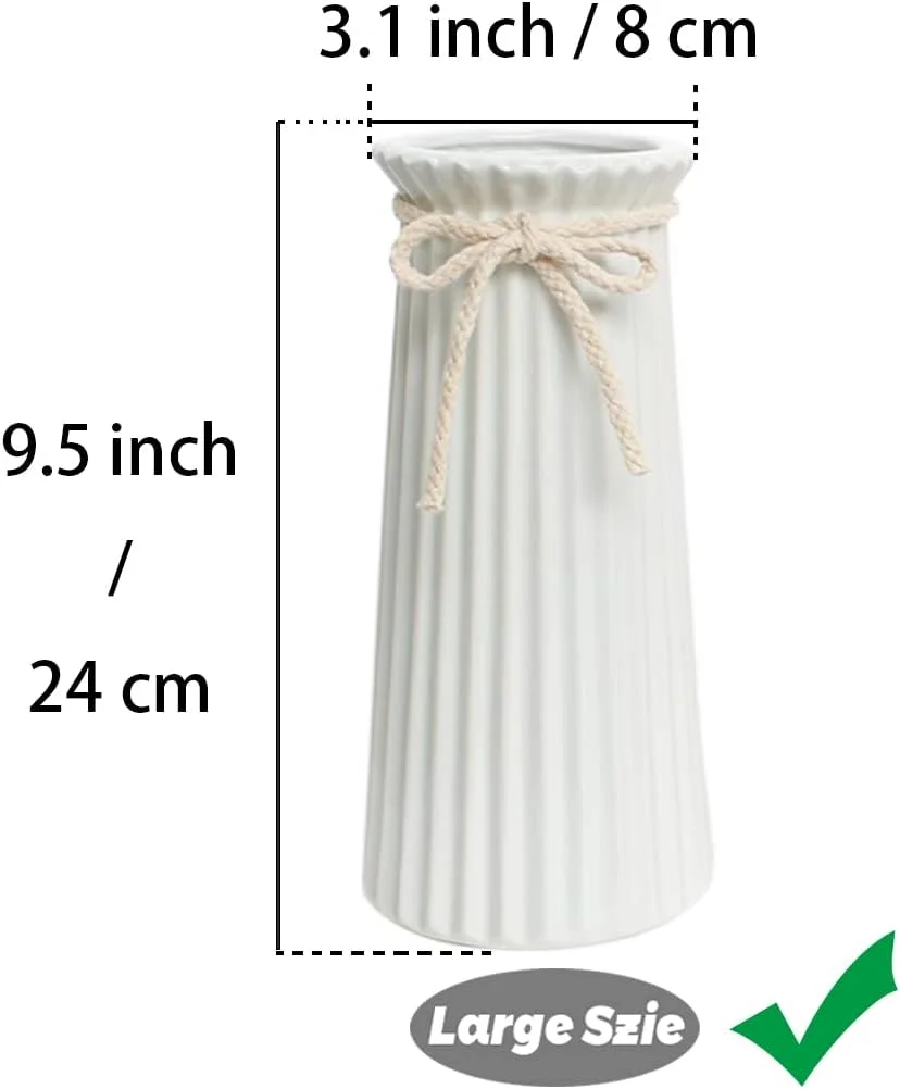 24 CM Jarrónes Blanco Mate de Ceramica Decorativos para Flores, Florero Jarron Cilindrico Decorativo Modernos Minimalista para Pampas - Imagen 2