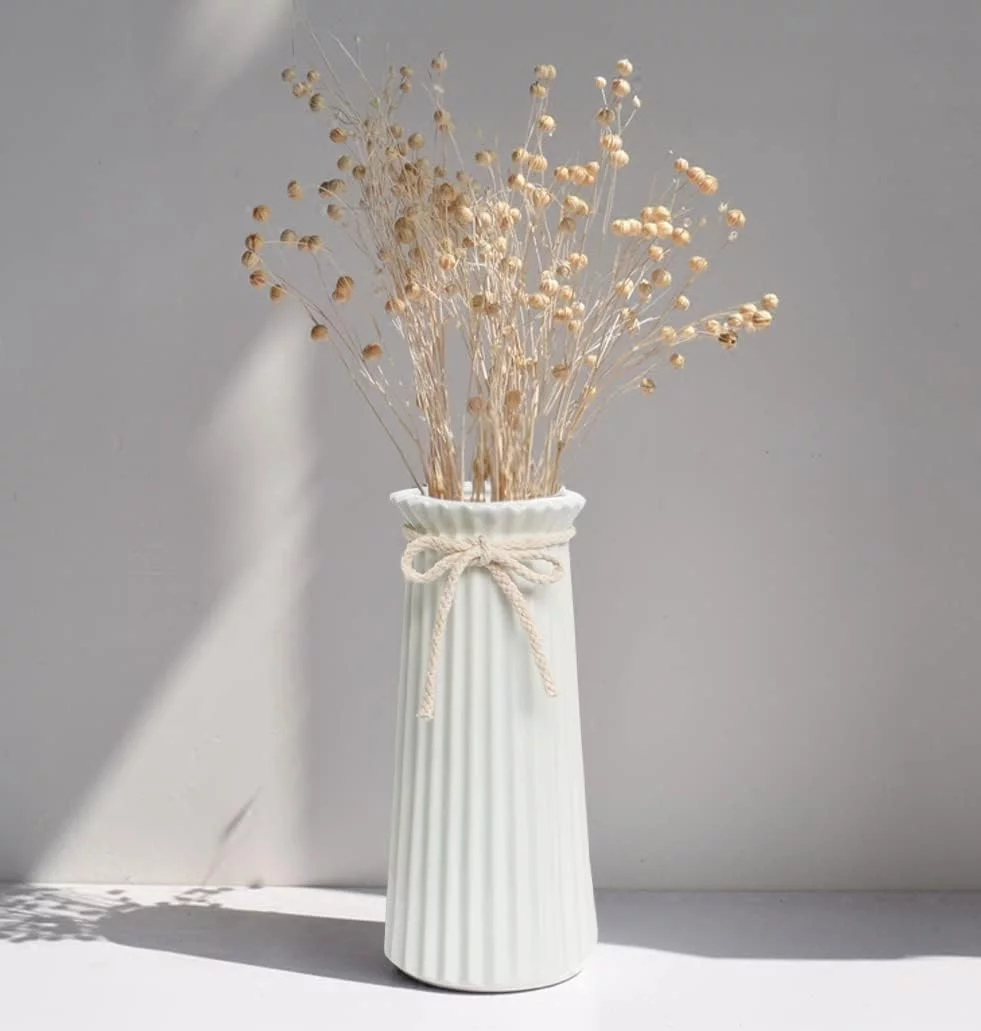 24 CM Jarrónes Blanco Mate de Ceramica Decorativos para Flores, Florero Jarron Cilindrico Decorativo Modernos Minimalista para Pampas - Imagen 4