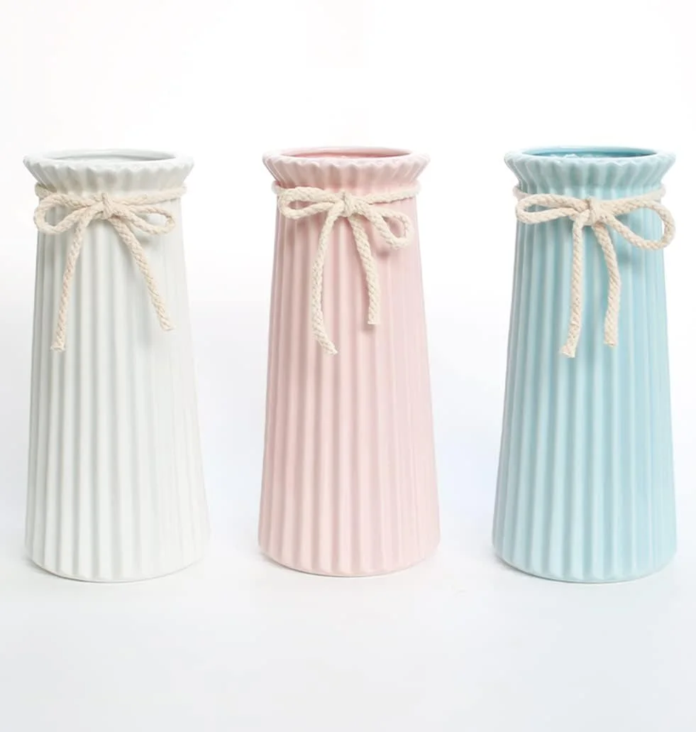 24 CM Jarrónes Blanco Mate de Ceramica Decorativos para Flores, Florero Jarron Cilindrico Decorativo Modernos Minimalista para Pampas - Imagen 7