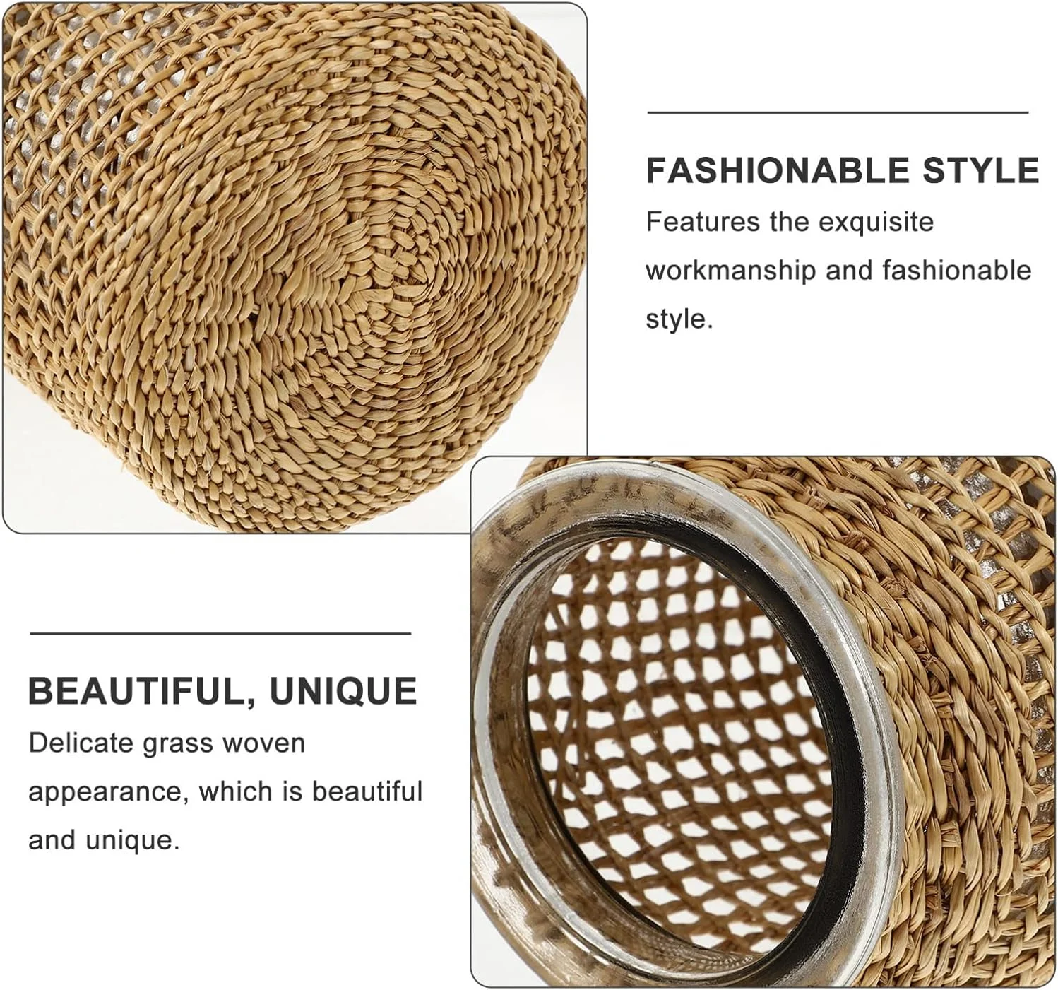 BESTonZON Jarrón de cristal Woven, florero vintage victorio, florero japonés, algas marinas, tejido, jarrón de mesa, centro de luz - Imagen 2