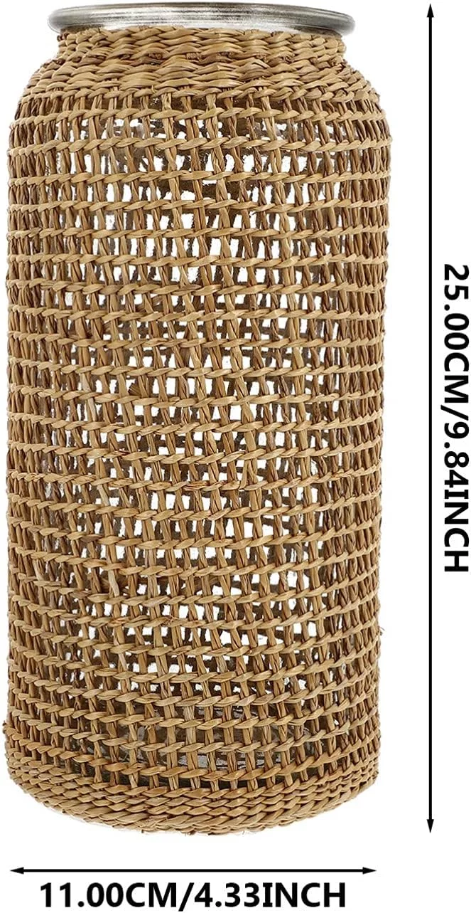 BESTonZON Jarrón de cristal Woven, florero vintage victorio, florero japonés, algas marinas, tejido, jarrón de mesa, centro de luz - Imagen 7