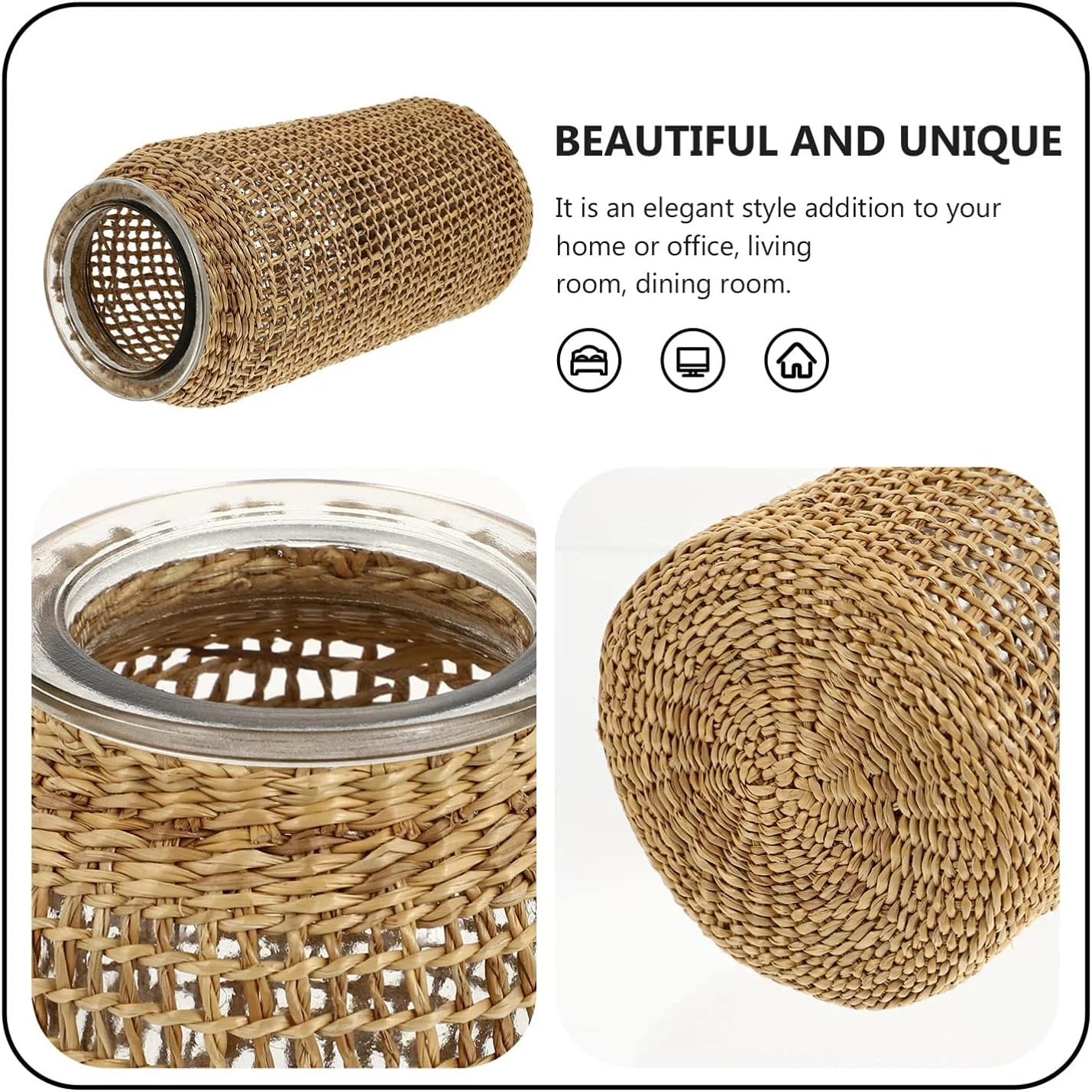 BESTonZON Jarrón de cristal Woven, florero vintage victorio, florero japonés, algas marinas, tejido, jarrón de mesa, centro de luz - Imagen 9