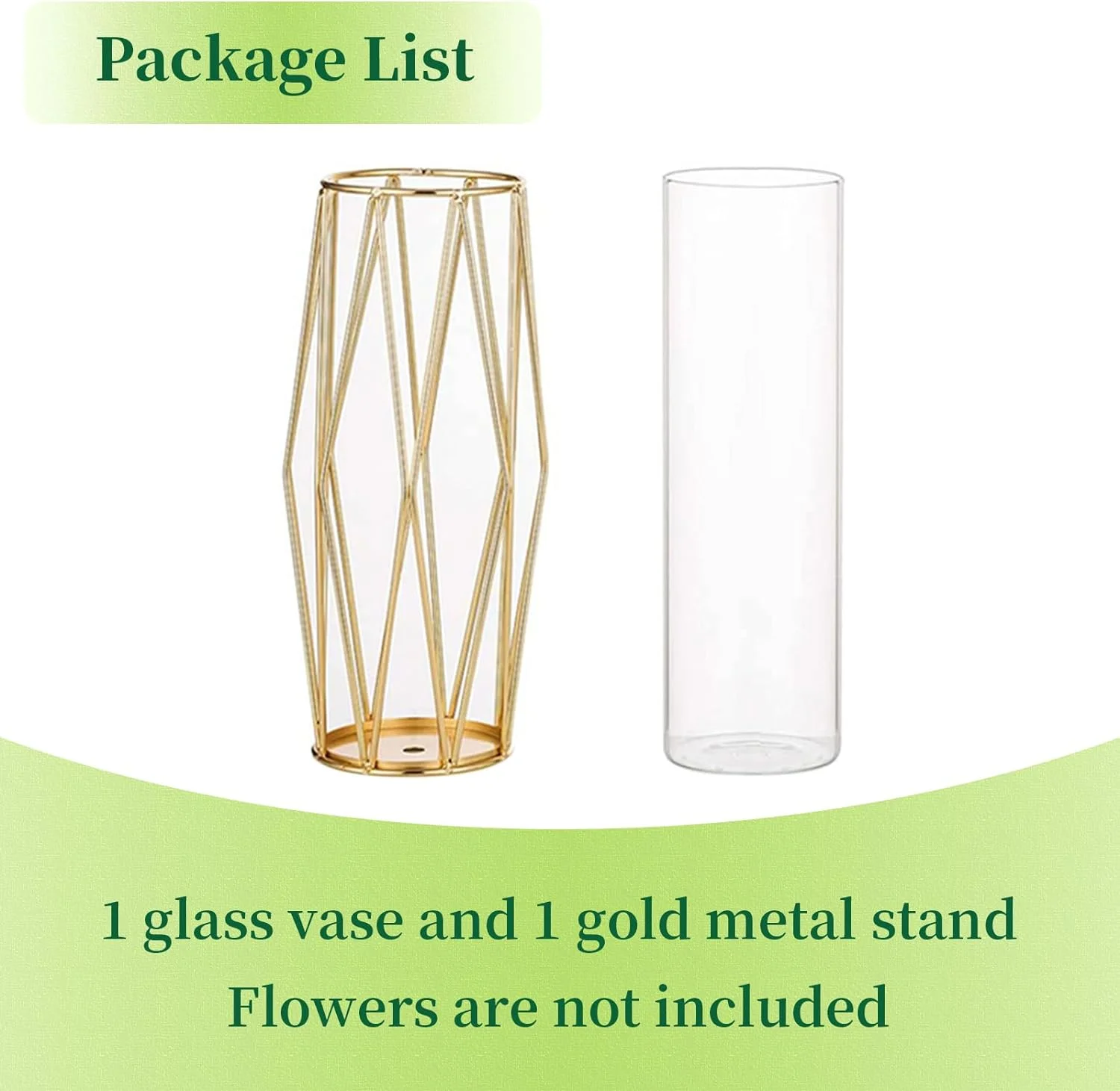 Jarrón Cilíndrico De Vidrio, Hewory 27cm Jarrones Modernos Grandes para Boda Centro De Mesa, Hierba De Pampas Ramo De Tulipanes Rosas, Florero Dorado Geométrico para Sala De Estar, Mesa De Comedor - Imagen 7