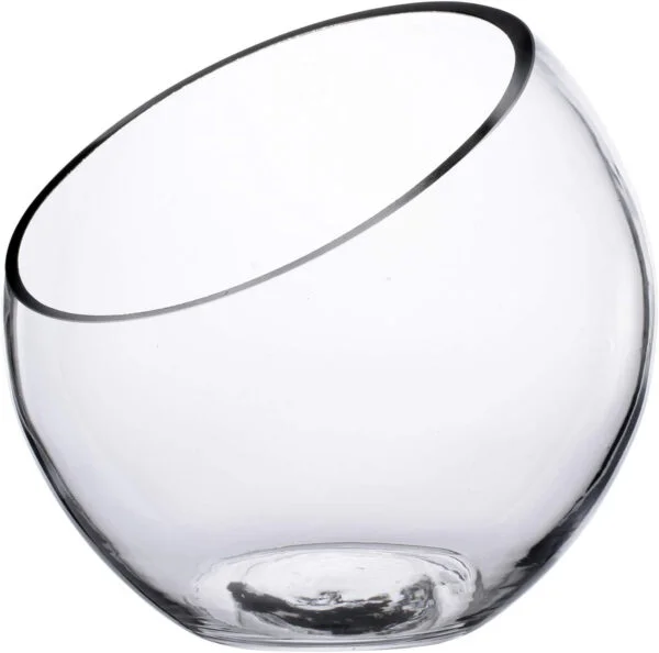 Jarrón de Cristal Transparente/terrario de Cristal/Tarro de Caramelo, Cuenco de Burbujas de Corte Inclinado, jarrón Redondo de Flores(7 Pulgadas de Alto 7 Pulgadas de Ancho)