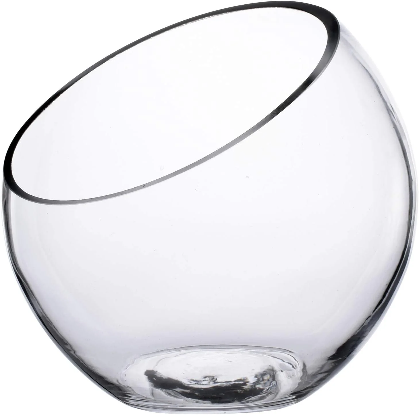 Jarrón de Cristal Transparente/terrario de Cristal/Tarro de Caramelo, Cuenco de Burbujas de Corte Inclinado, jarrón Redondo de Flores(7 Pulgadas de Alto 7 Pulgadas de Ancho)
