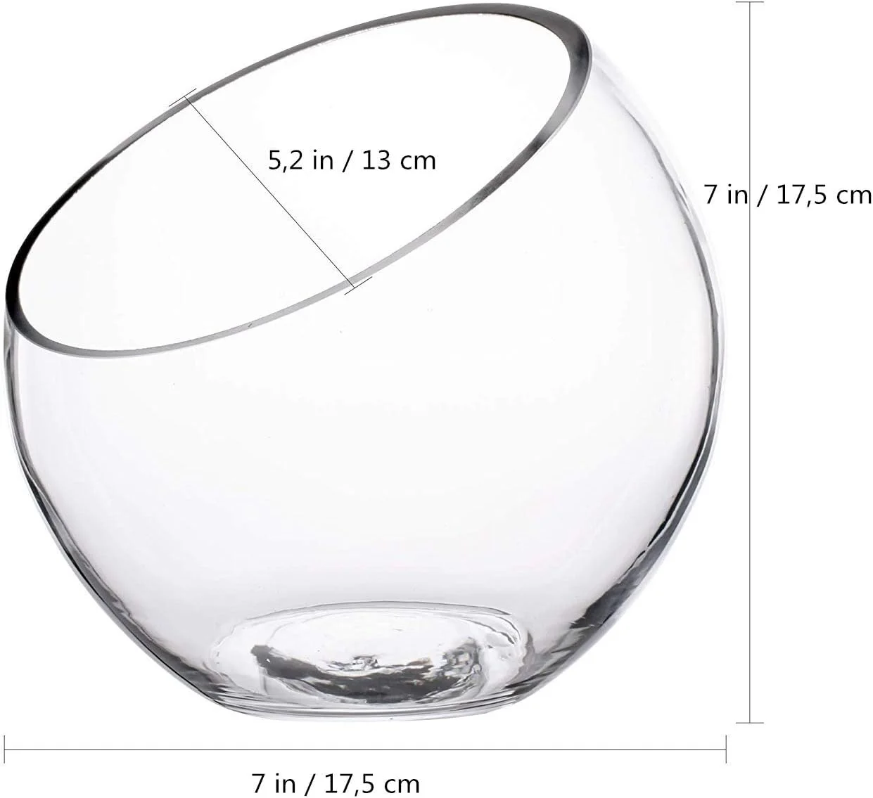 Jarrón de Cristal Transparente/terrario de Cristal/Tarro de Caramelo, Cuenco de Burbujas de Corte Inclinado, jarrón Redondo de Flores(7 Pulgadas de Alto 7 Pulgadas de Ancho) - Imagen 7