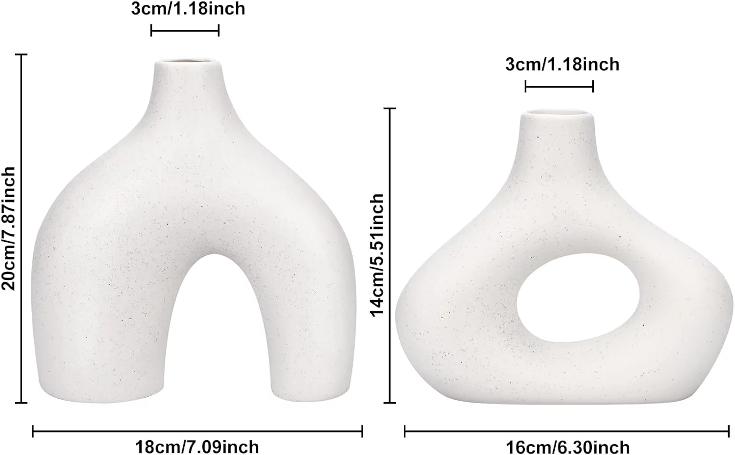 TAVADA Juego de 2 Jarrón de Cerámica, Jarrones Decorativos Modernos, Jarrón Blanco para Cocina Dormitorio Sala de Estar Mesa de Comedor - Imagen 4