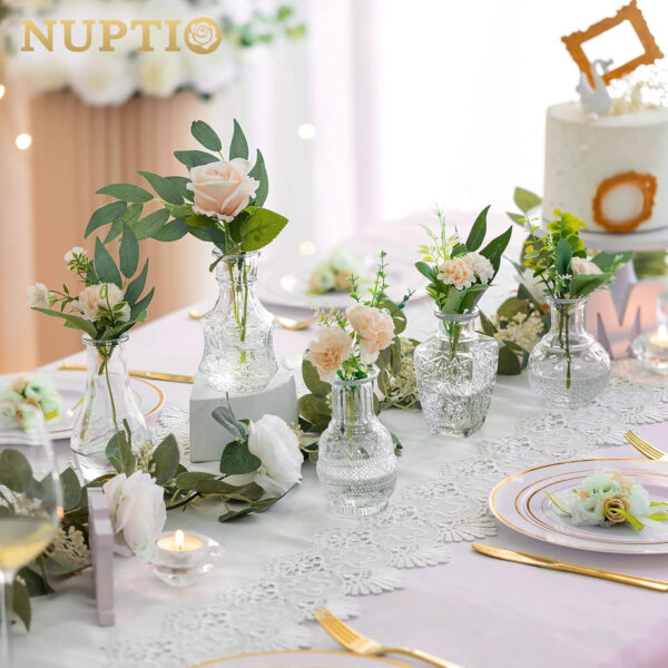 Nuptio Pequeño Jarron Cristal para Flores: 10 Pedazos Floreros Claros Brote Mini Florero Decorativo Vendimia para Centros Rústicos de Boda Fiesta Cumpleaños Mesa de Salón Decoraciones Interior - Imagen 2