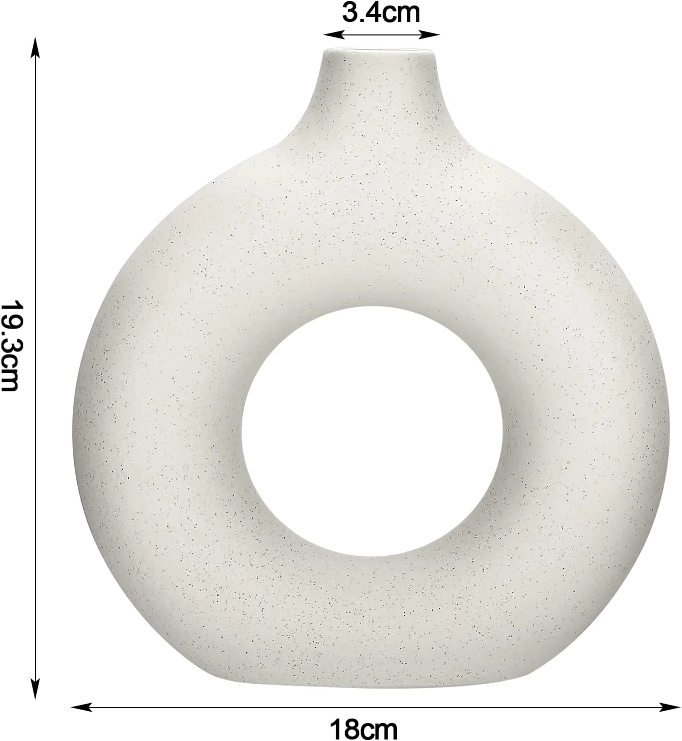 Jarrón De Cerámica Hecho a Mano, Jarrones Decorativos Modernos, Jarrón de Cerámica Hueco Circular, Flores Secas de Cerámica Blanca, para Flores, Salón, Oficina, Boda, Comedor, Fiesta, Regalo (M) - Imagen 7
