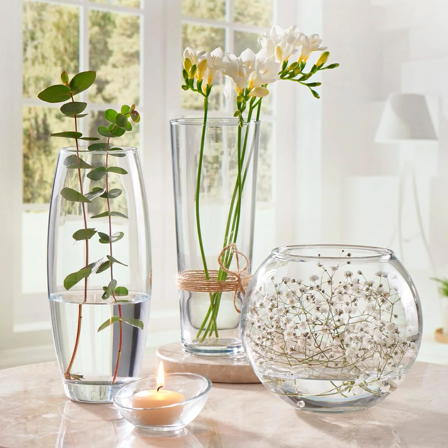 ATMOSPHERA CREATEUR D'INTERIEUR Florero Floral Curvo Transparente H26, 11 cm - Imagen 3