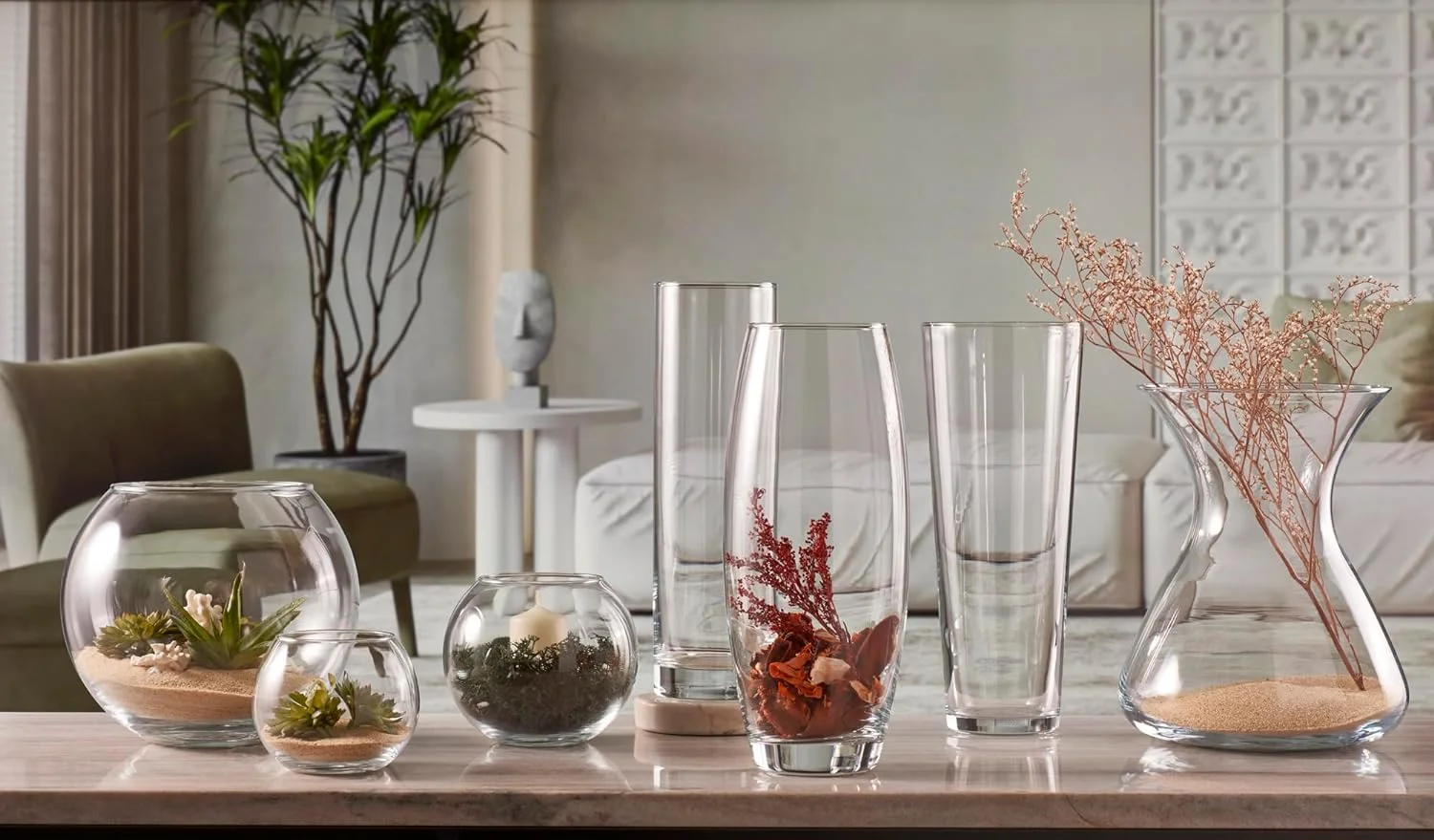 ATMOSPHERA CREATEUR D'INTERIEUR Florero Floral Curvo Transparente H26, 11 cm - Imagen 5