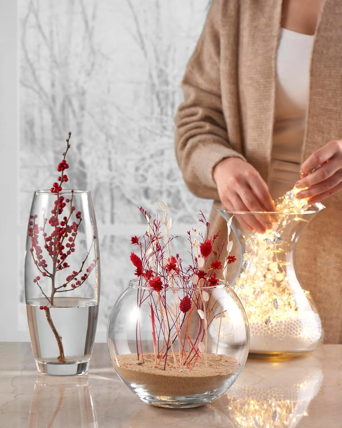 ATMOSPHERA CREATEUR D'INTERIEUR Florero Floral Curvo Transparente H26, 11 cm - Imagen 6