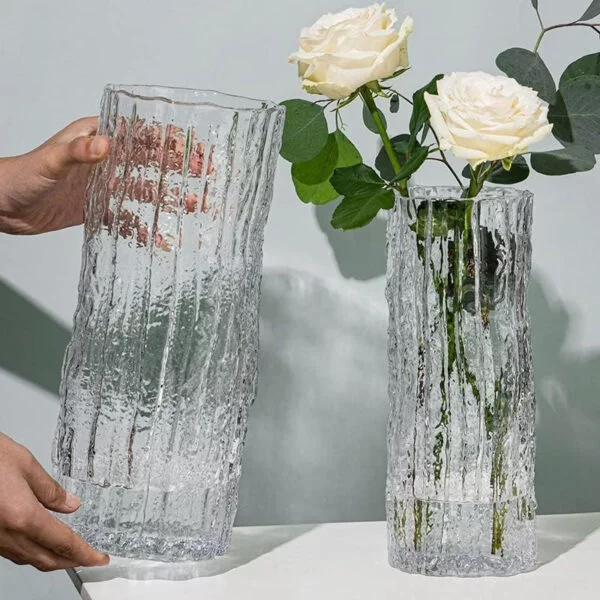 QEEYON Grande Jarrón de Cristal, Jarrón Cilíndrico de Cristal Transparente 30 cm de Alto para Arreglos Florales para Centros de Mesa, Sala de Estar, Cocina, Oficina, Boda (30 x 10 cm)
