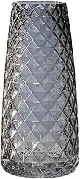 Zunbo Jarrón para Flores de Cristal, Altura 22 cm, jarrón Decorativo Moderno Semitransparente, Gris, jarrón de decoración para Oficina, casa, Mesa, Textura de piña