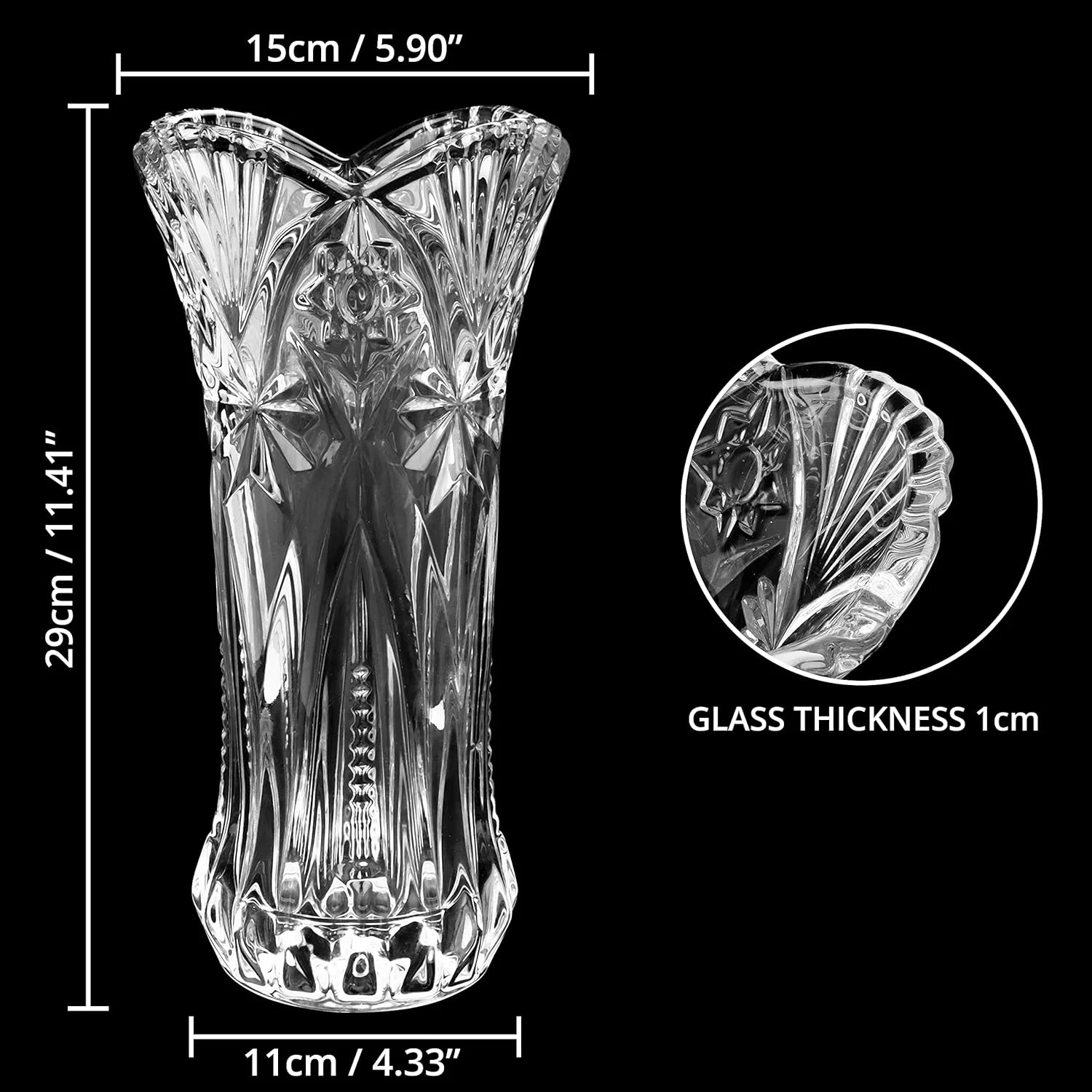 Kurtzy Florero Cristal Transparente 29 cm Jarrones Decorativos Modernos Altos - Cilindro Melodia - Set Jarrones Cristal - Centro de Mesa y Decoración en la Oficina - Florero de Cristal - Imagen 2