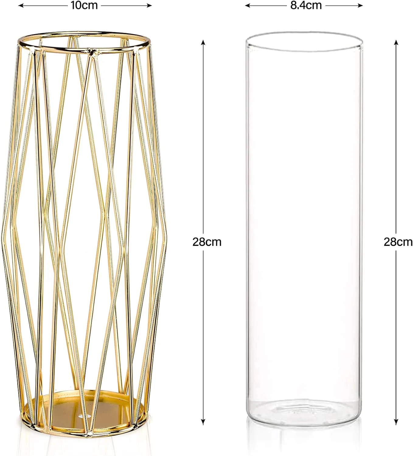 Modern Decorative Vase with Geometric Metal Stand, Glass Terrarium, Glass Flower Vase for Hydroponic Plants and Flowers, Centerpiece for Weddings and Interior Decoration - Image 7