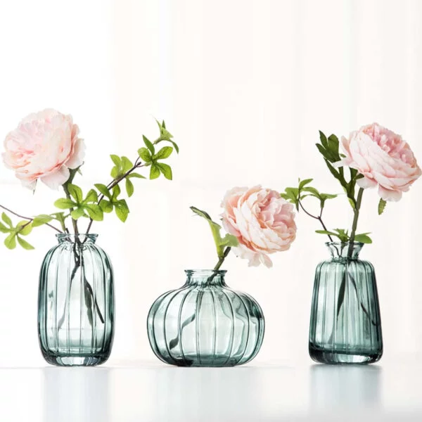 Jarrón de flores de cristal verde, pequeño florero decorativo de diseño transparente, decoración para centro de mesa, boda, campestre, bautizo, cumpleaños, regalo del día de la madre