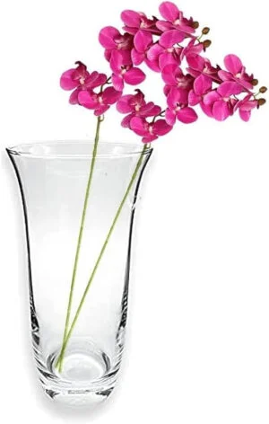 UNISHOP Jarrón de Flores de Cristal, Florero Acampanado de Vidrio, 21 cm de Alto, Elegante y Sofisticado