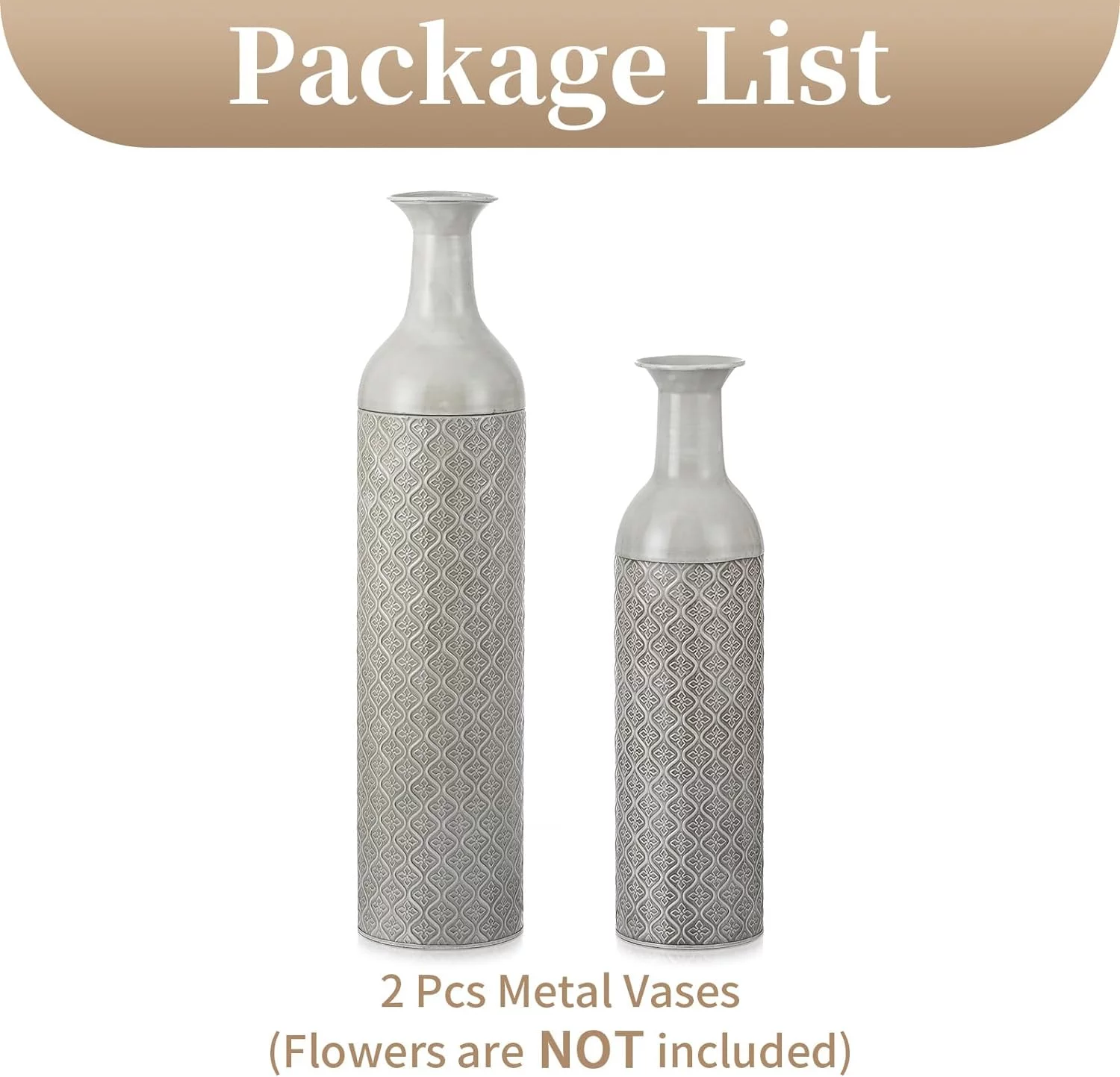 Sziqiqi Jarron Alto Decoración Suelo - 55/70cm Florero Extra Grande Juego de 2 Jarrones Grandes de Metal para Pampas Ramitas Jarrón Vintage Gris de Gran Tamaño para Sala de Estar Dormitorio Casa - Imagen 7