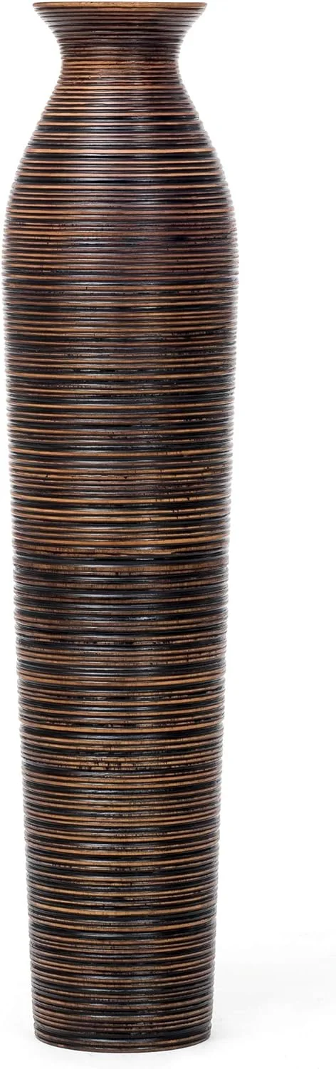 Jarrón de suelo Leewadee de madera de mango, 85 cm - Imagen 4