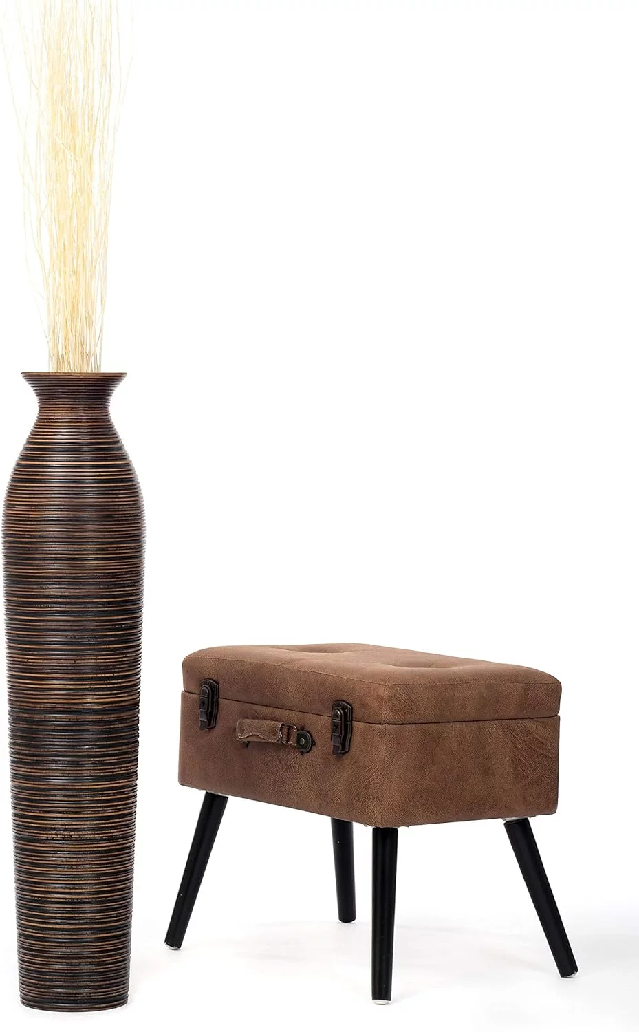 Jarrón de suelo Leewadee de madera de mango, 85 cm - Imagen 6