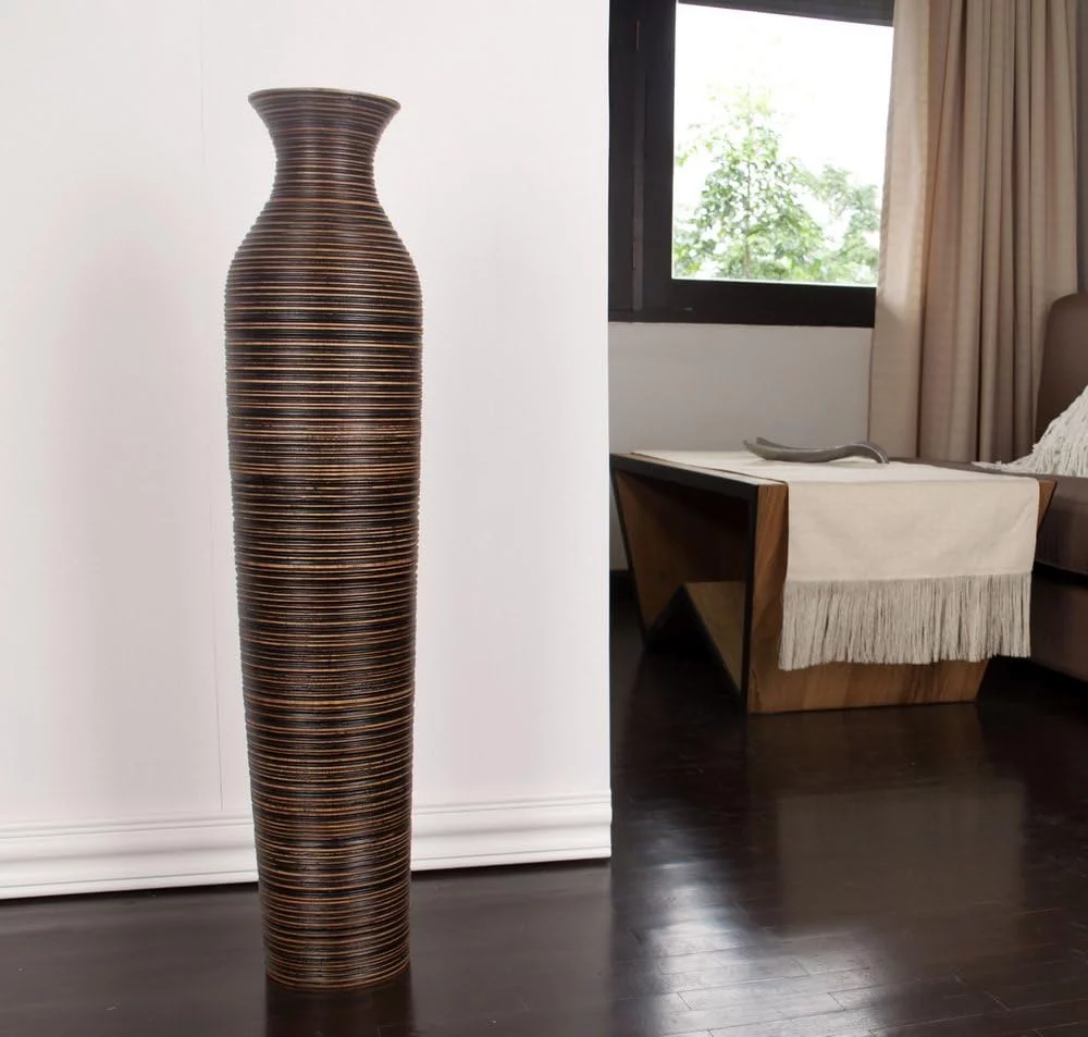 Jarrón de suelo Leewadee de madera de mango, 85 cm - Imagen 7