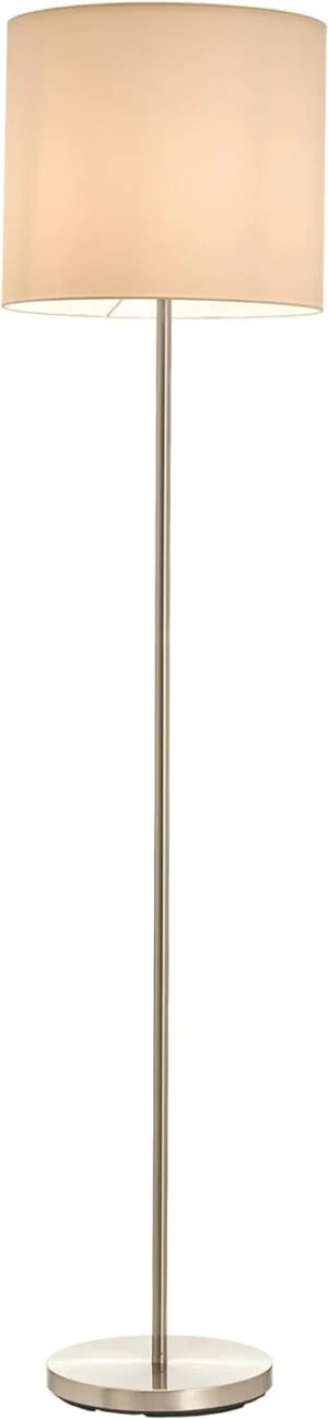 Lámpara de pie 'Parsa' (Moderno) en Blanco hecho de Textura, Tela, Tejido, Seda e.o. para Dormitorio (1 llama, E27) de Lindby | lámpara de pie textil