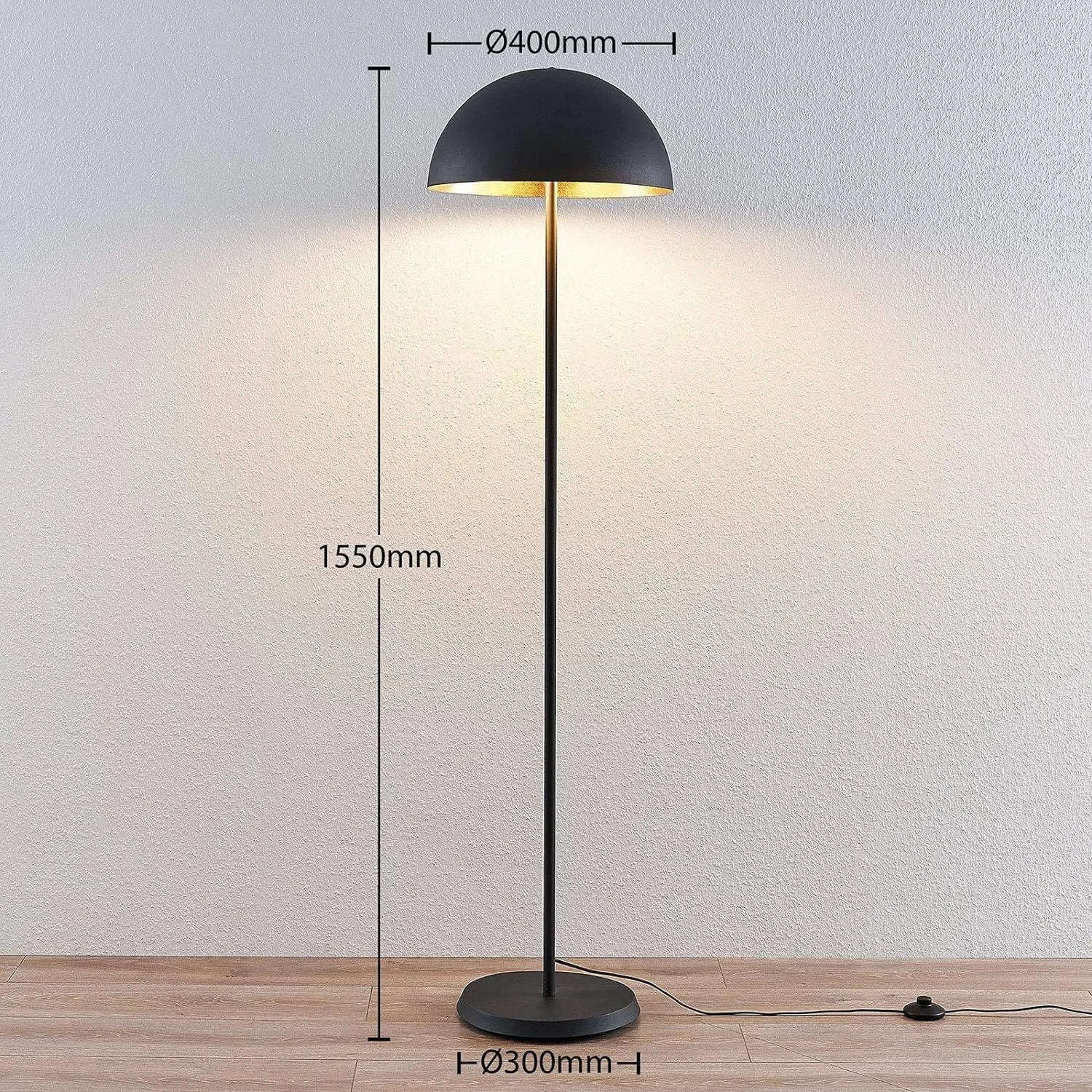Lámpara de pie 'Idalene' (Moderno) en Negro hecho de Metal e.o. para Salón & Comedor (2 llamas, E27) de Lindby | lámpara de pie - Imagen 3