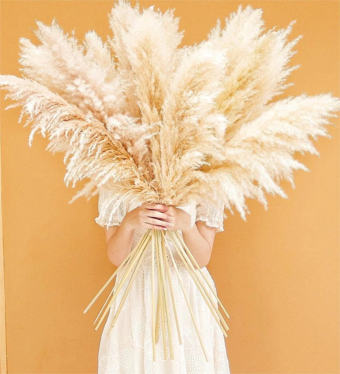 Bannifll Hierba de Pampas Natural de 40 Pulgadas de Altura con 10 Tallos Bodas, Fiestas, decoración de Estilo Granja y Boho en el hogar - Imagen 2