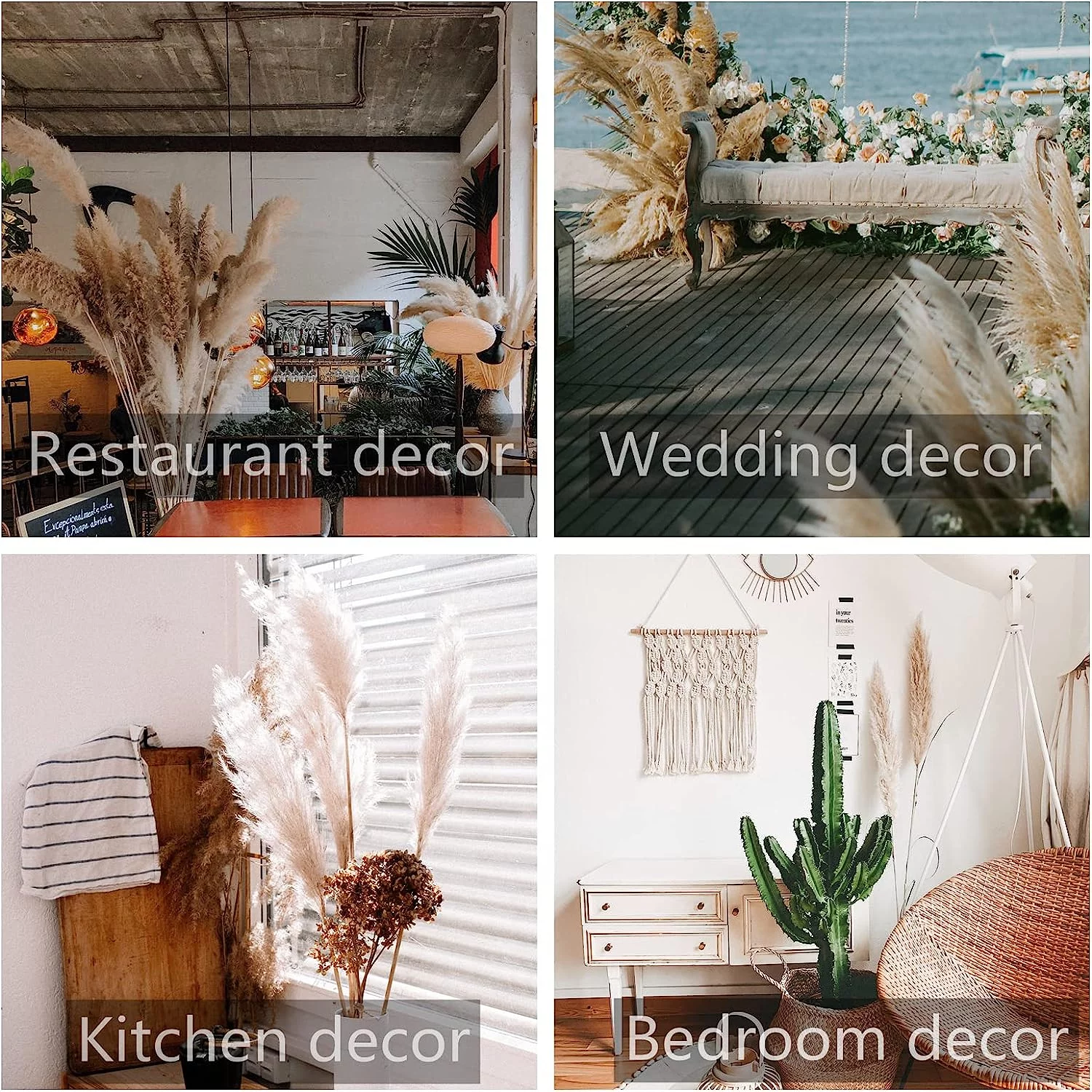 Bannifll Hierba de Pampas Natural de 40 Pulgadas de Altura con 10 Tallos Bodas, Fiestas, decoración de Estilo Granja y Boho en el hogar - Imagen 7