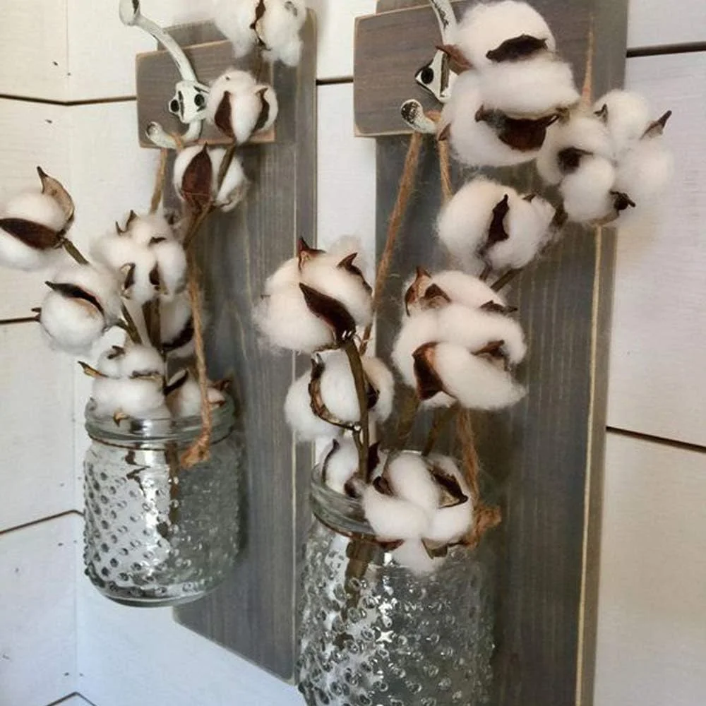 HUAESIN 3pcs Ramo Flores Secas Naturales Blancas 53cm Rama de Algodon Natural con 10 Cabeza de Flores Algodon Decoracion Planta Seca para Boda Fiesta Jarrones Mesa Hogar Navidad Decoracion Granja - Imagen 3