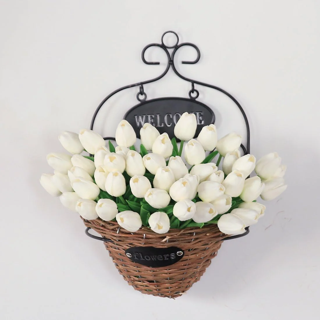 JUSTOYOU El tulipán Tiene un Toque Real, 33 cm de Largo, Flores Artificiales Decorativas para Ramos de Boda, hogar, Hotel, jardín, Evento navideño, Blanco, 20 por Paquete. - Imagen 4
