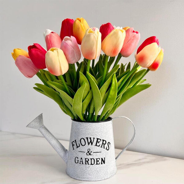 24 piezas multicolor artificial tulipán látex verdadero toque para ramos de boda, fiesta nupcial baby shower decoración del hogar - Imagen 6