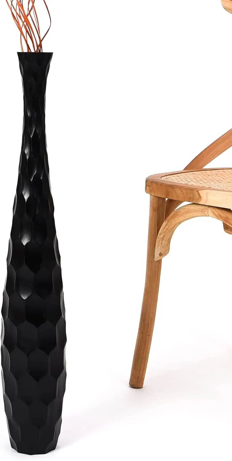 Jarrón Decorativo de Suelo Negro – Estilo Moderno y Elegante en Madera de Mango, 70 cm – Leewadee (copia)