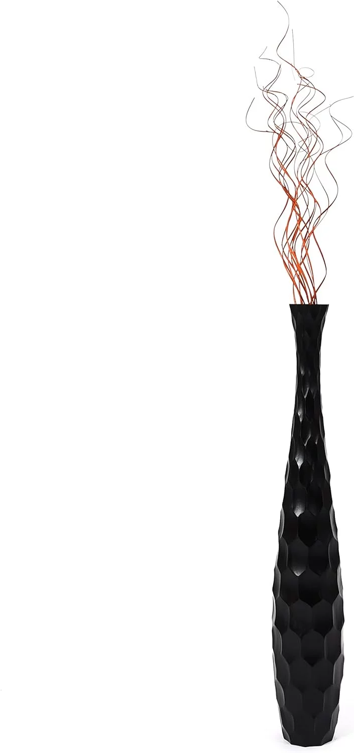 Jarrón Decorativo de Suelo Negro – Estilo Moderno y Elegante en Madera de Mango, 70 cm – Leewadee (copia) - Image 8