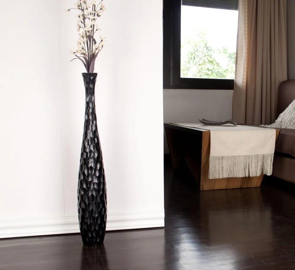 Jarrón Decorativo de Suelo Negro – Estilo Moderno y Elegante en Madera de Mango, 70 cm – Leewadee (copia) - Image 9