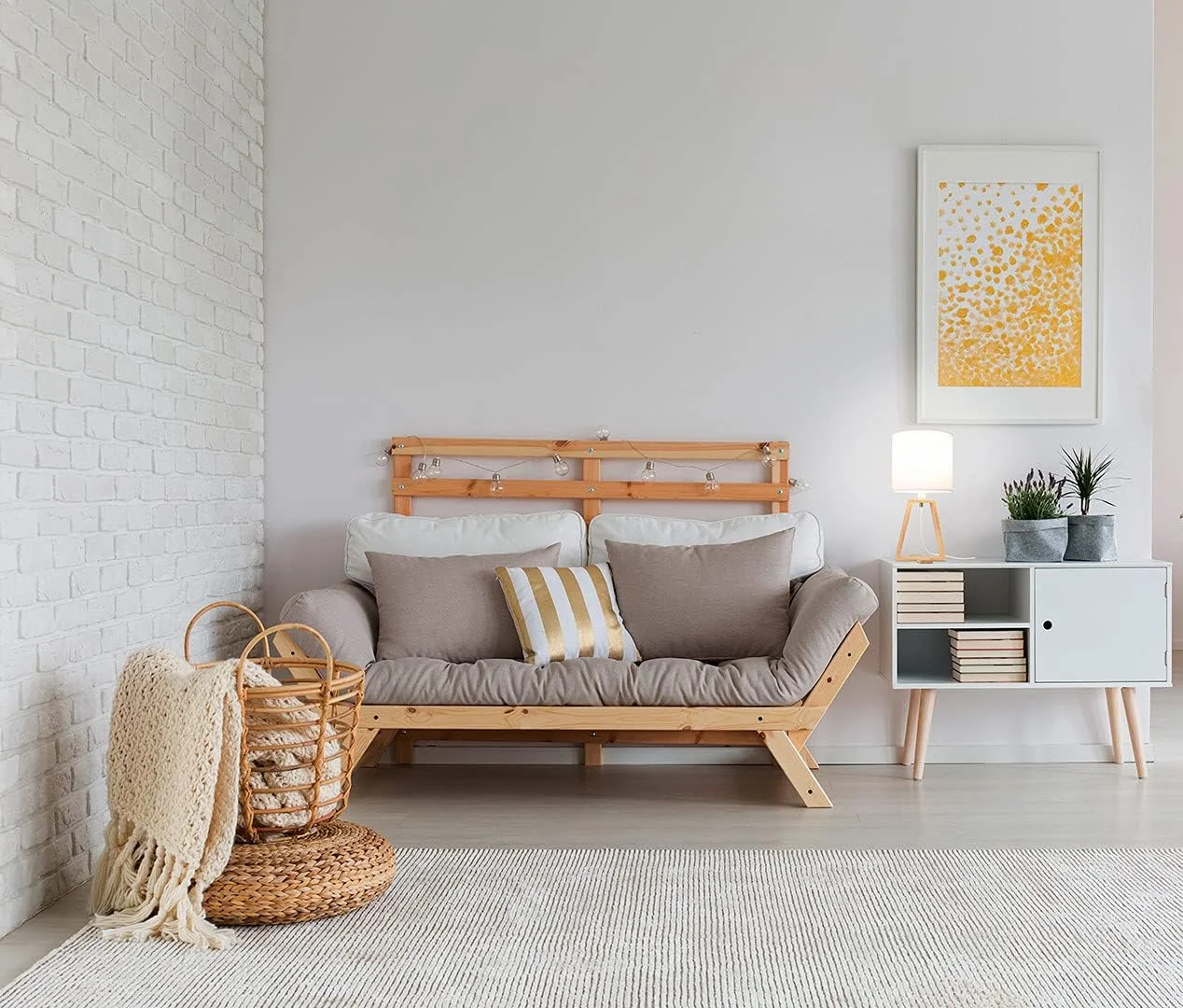 Forlight Nuts Lámpara de Mesa Nórdica para Dormitorio y Salón, para Mesita de Noche de Madera Natural y Textil de Color Blanco para Salón. E27 - Imagen 2