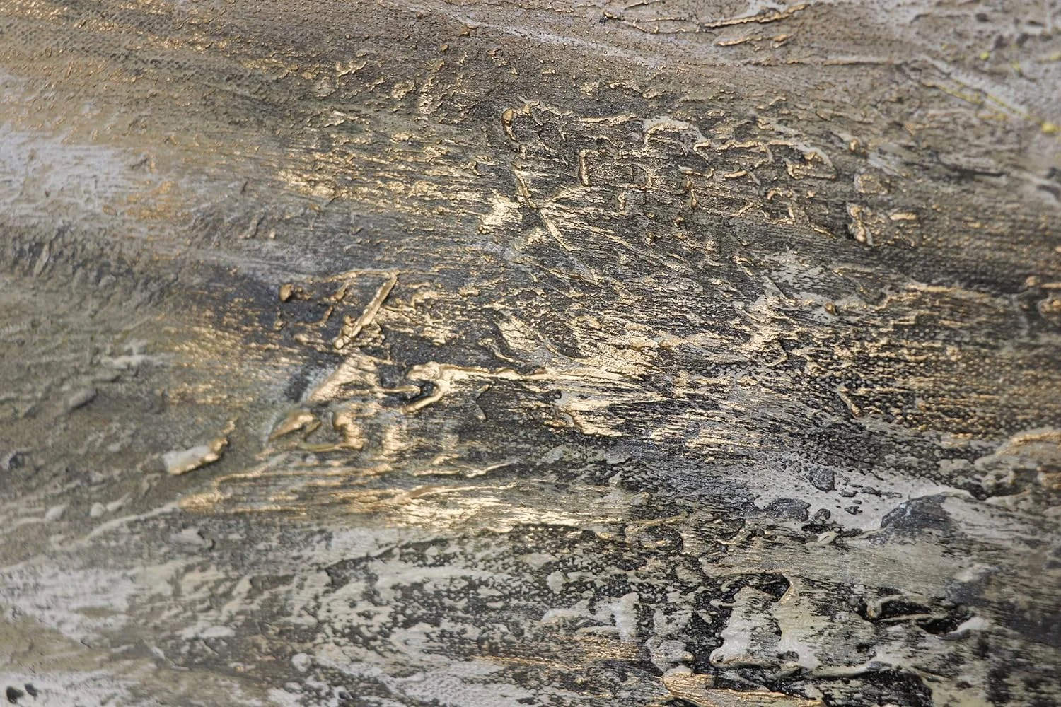 YS-Art Pintura abstracta sobre lienzo en acrílico Poder elemental arte abstracto Pintura hecha a mano en tonos grises y dorados 120x60 cm - Imagen 4
