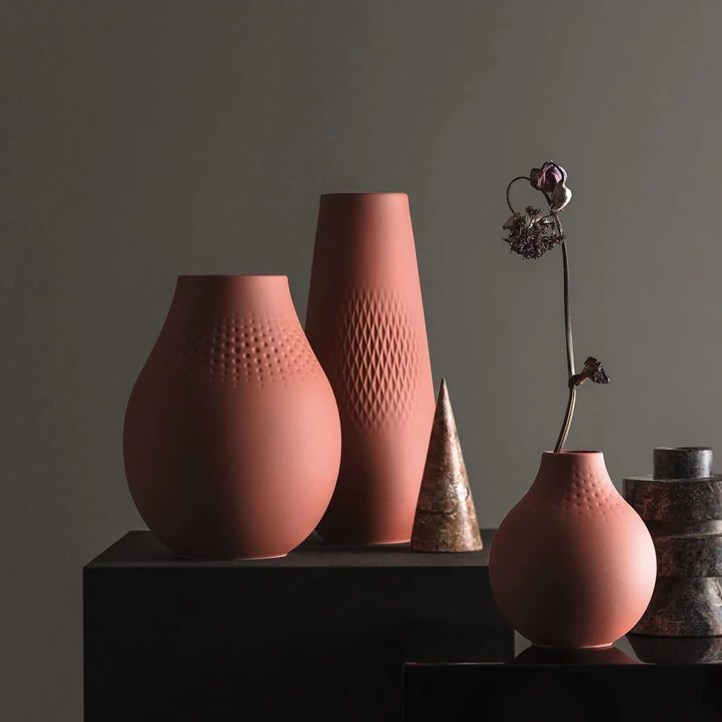 Jarrón bajo, florero para cómodas y mesas de Fiesta, Porcelana, Lavado a Mano,Terre, Pequeño - Villeroy & Boch Manufacture Collier Perle - Imagen 2