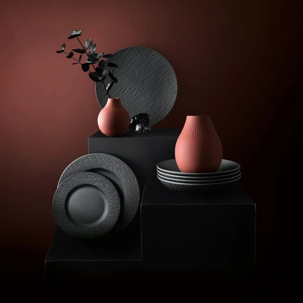 Jarrón bajo, florero para cómodas y mesas de Fiesta, Porcelana, Lavado a Mano,Terre, Pequeño - Villeroy & Boch Manufacture Collier Perle - Imagen 3
