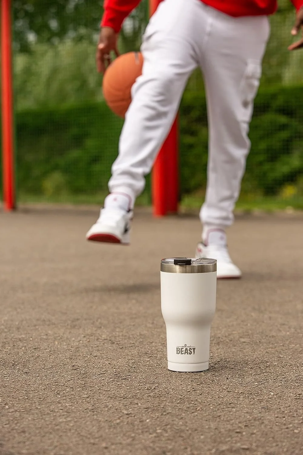 Termo Café para Llevar - 900ml I Blanco Ártico I Taza Térmica de Acero Inoxidable Reusable I Taza Viajera de Doble Pared al Vacío I 2 Pajitas y Cepillo de Limpieza I para Café Frío o Caliente - BEAST - Imagen 8