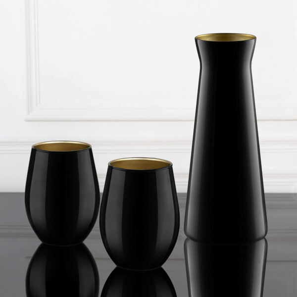 Vasos de Agua 580 ml Vasos de Colores Juego de 6 Vasos para Cocteles Juego de Vasos Refresco | Phoebe Great Gatsby | Negro/Dorado - TREND FOR HOME - Imagen 6