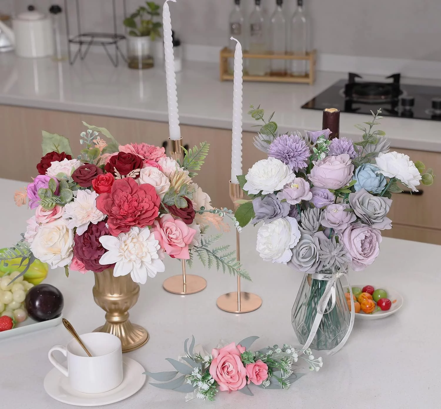Flores Artificiales Flores Seda Flores Rosas Falsas Flores combinadas DIY para Ramos de Novia, centros de Mesa, Despedidas de Soltera y Decoración del Hogar (Bosque Púrpura) - Msrlassn (copia) - Imagen 4