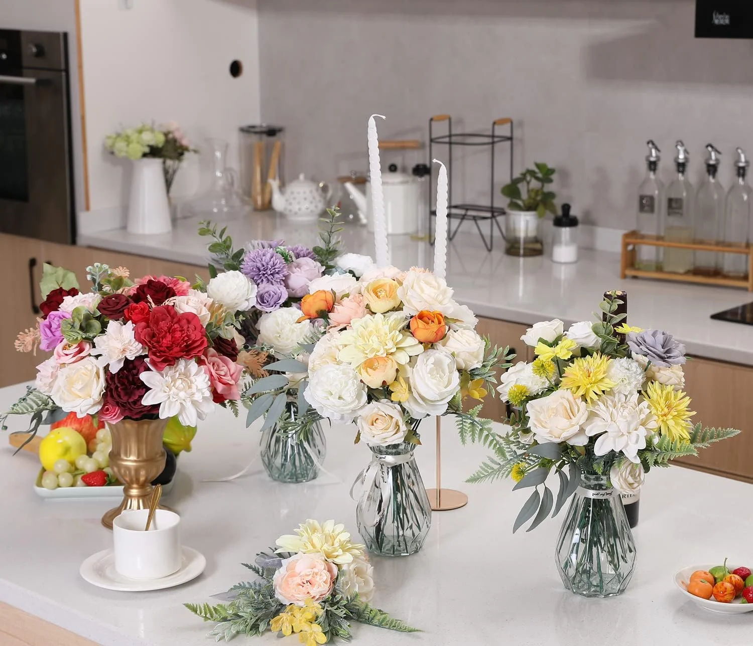 Flores Artificiales Flores Seda Flores Rosas Falsas Flores combinadas DIY para Ramos de Novia, centros de Mesa, Despedidas de Soltera y Decoración del Hogar (Bosque Púrpura) - Msrlassn (copia) - Imagen 7