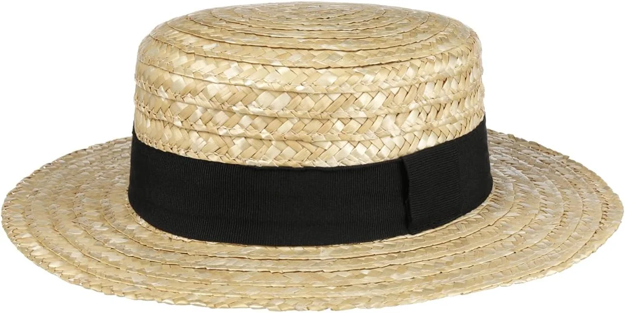 Sombrero de Paja Canotier Mujer/Hombre - Made in Italy Verano Marinero Sombreros con Banda Grosgrain Primavera/Verano, LIPODO