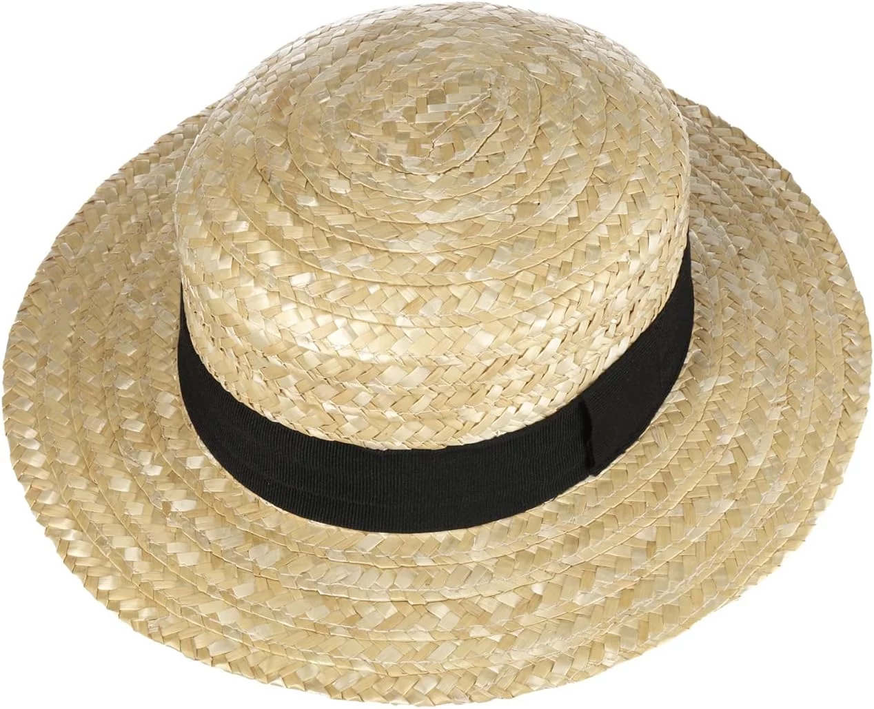 Sombrero de Paja Canotier Mujer/Hombre - Made in Italy Verano Marinero Sombreros con Banda Grosgrain Primavera/Verano, LIPODO - Imagen 3