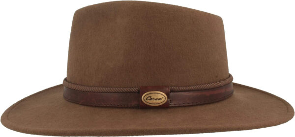 Sombrero Fedora Enrollable Trekking 100% Lana de Fieltro, Impermeable y Flexible, Ribete de Piel Cuero, Unisex (Color y Talla Elegir), Breiter - Imagen 3