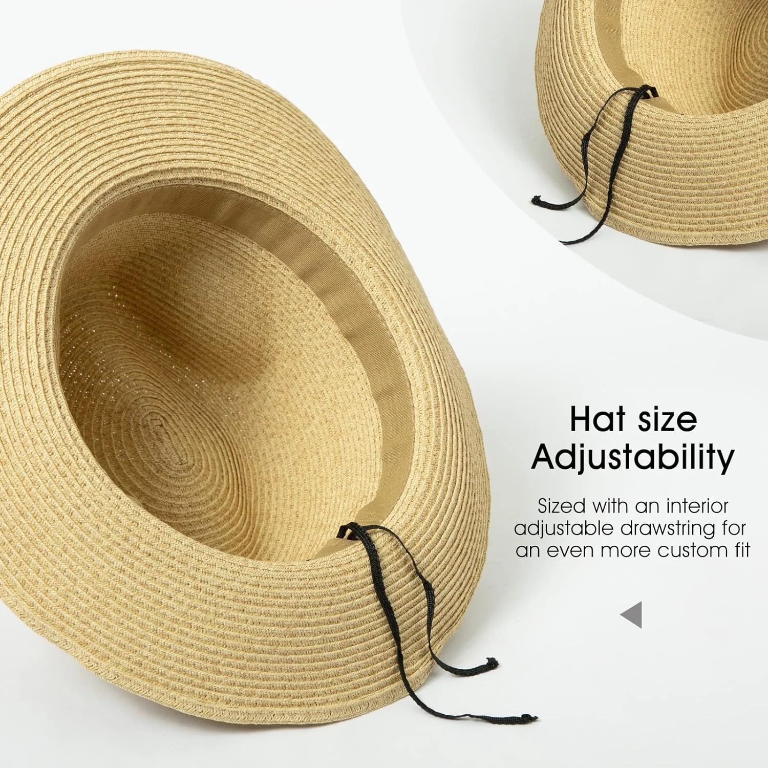 Sombrero Fedora de paja unisex UPF 50+ para mujeres y hombres, sombrero de playa plegable de ala ancha sombrero de Panamá sombrero UV sombrero de verano, Comhats - Imagen 5